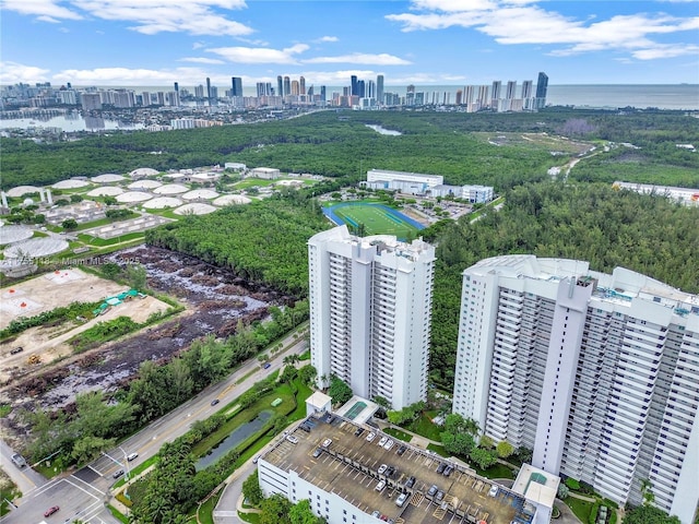 birds eye view of property featuring a view of city