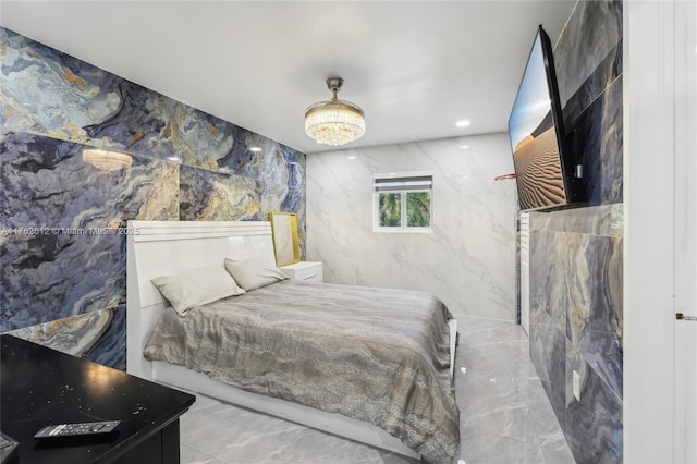 bedroom with marble finish floor