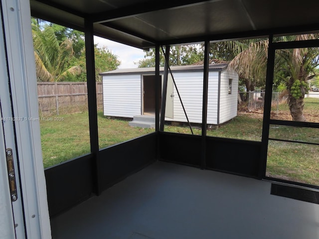 view of unfurnished sunroom