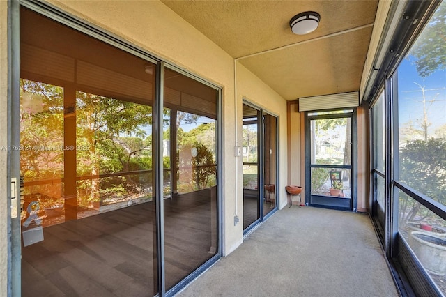 view of unfurnished sunroom