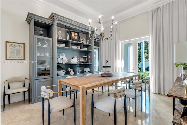 8111 SW 178th St, Palmetto Bay, FL 33157 - dining space with crown molding and an inviting chandelier