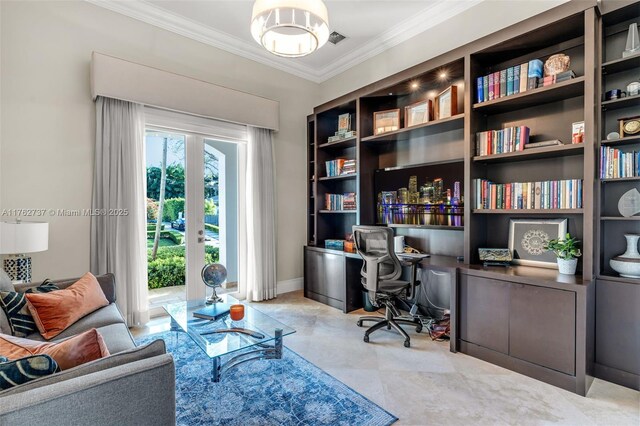 8111 SW 178th St, Palmetto Bay, FL 33157 - office with built in desk and ornamental molding
