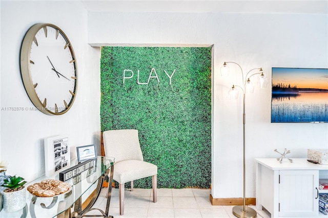 interior space featuring light tile patterned floors