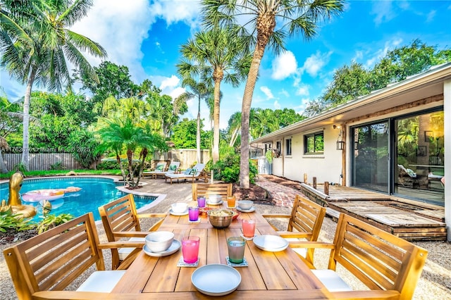 view of pool featuring a fenced in pool, a patio, and a fenced backyard