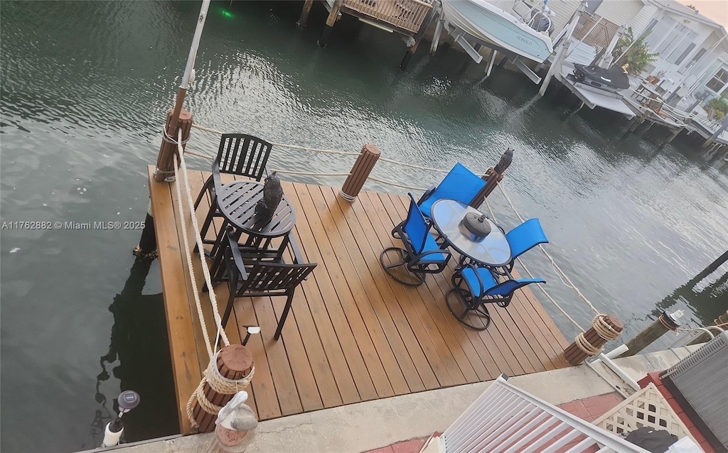 view of dock featuring a water view