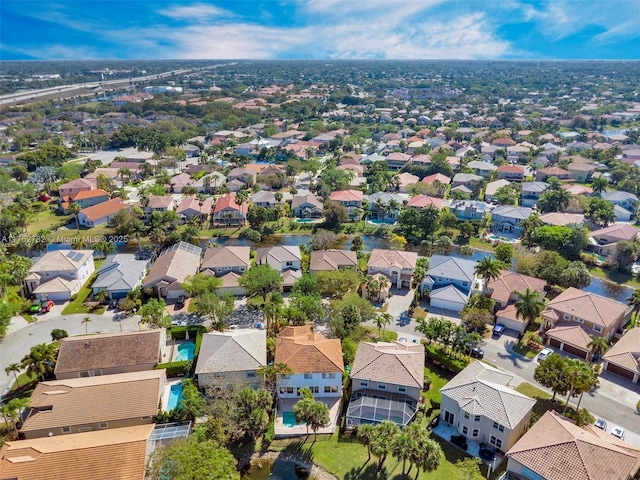 drone / aerial view with a residential view