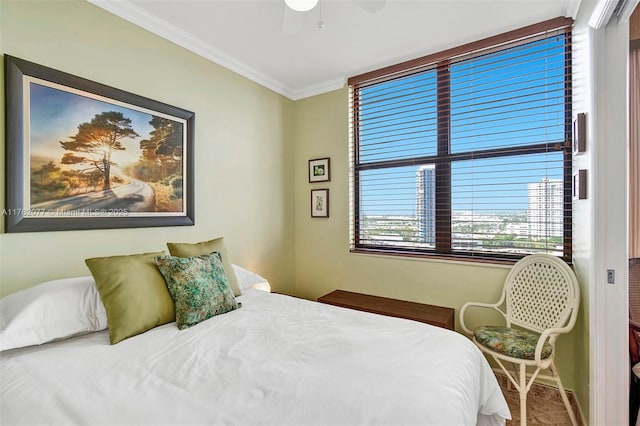300 Three Islands Blvd Unit 518, Hallandale Beach, FL 33009 - bedroom featuring crown molding and ceiling fan
