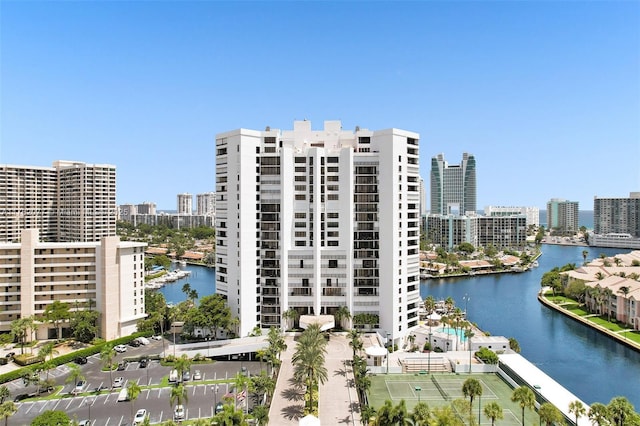 300 Three Islands Blvd Unit 518, Hallandale Beach, FL 33009 - view of building exterior featuring a water view and a view of city