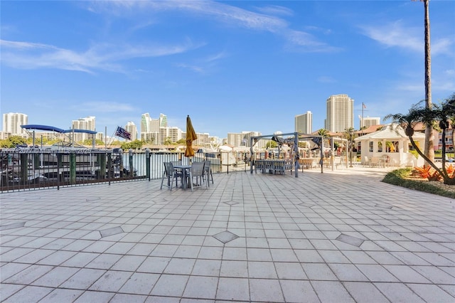 view of patio featuring a view of city