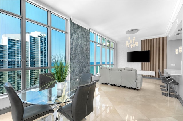 3535 S Ocean Dr Unit 2606, Hollywood, FL 33019 - dining room with a chandelier and ornamental molding