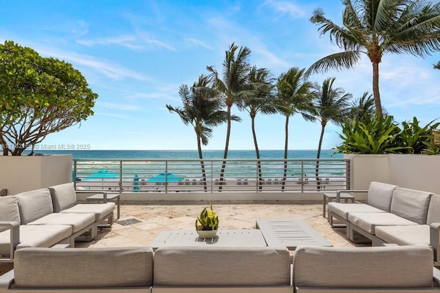 3535 S Ocean Dr Unit 2606, Hollywood, FL 33019 - view of patio featuring outdoor lounge area and view of water and beach