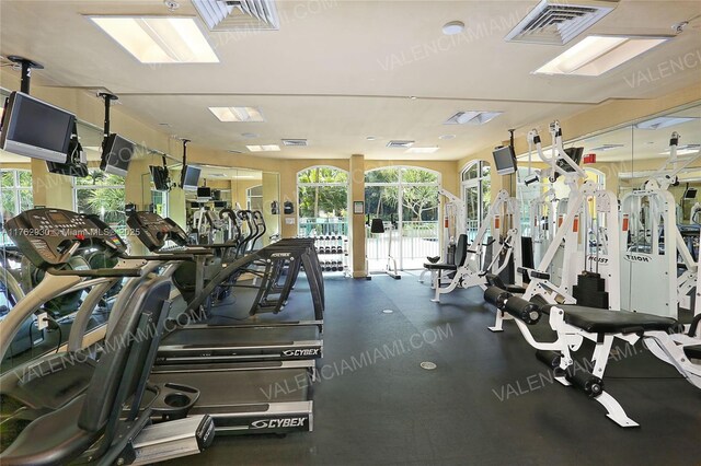 exercise room with visible vents