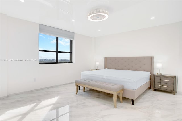 bedroom with recessed lighting