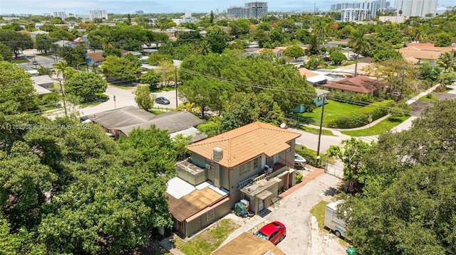 bird's eye view with a city view