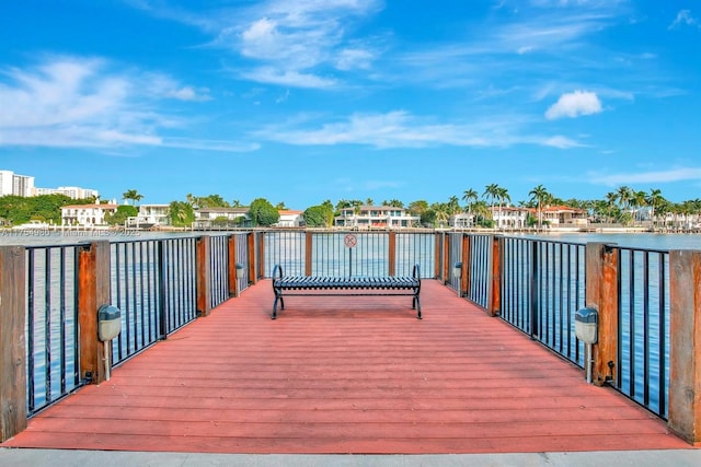 dock area featuring a water view