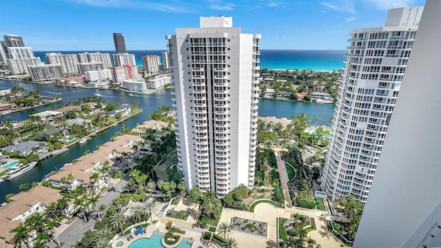 property view of water with a city view