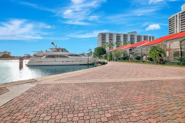 view of community featuring a water view