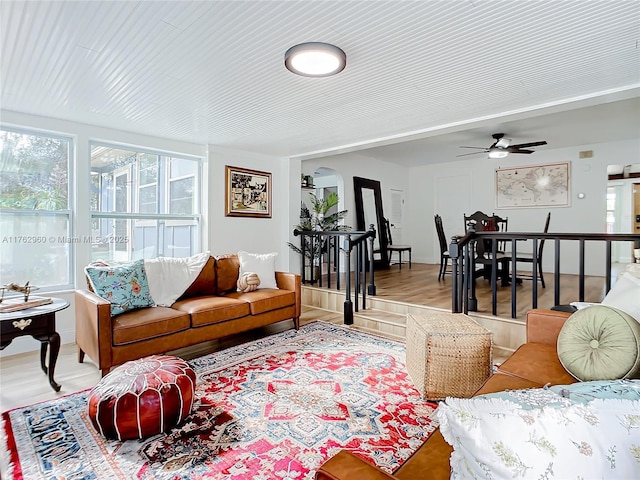 living area featuring a wealth of natural light