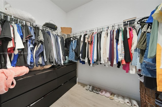 walk in closet featuring wood finished floors