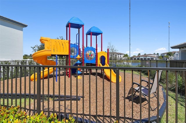 view of play area featuring fence