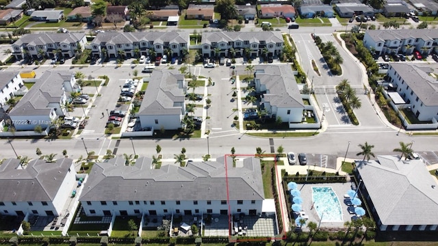 drone / aerial view with a residential view