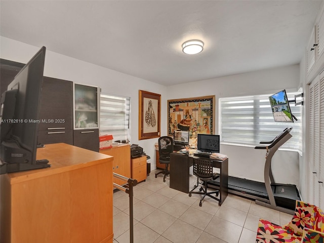 office with light tile patterned floors