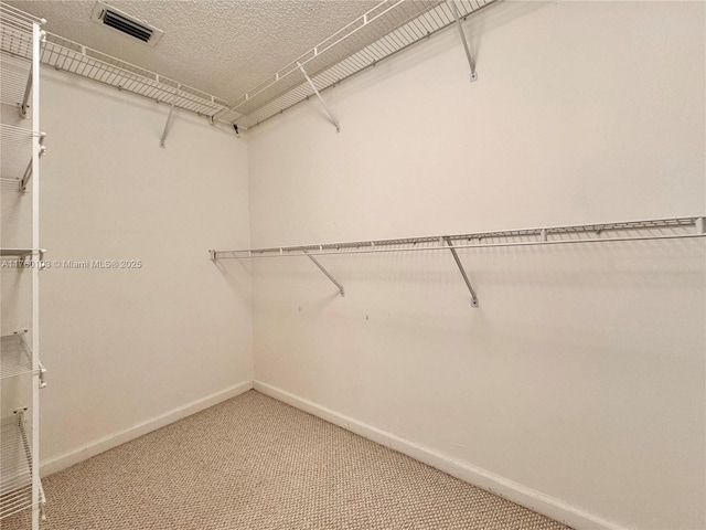 spacious closet featuring visible vents and carpet