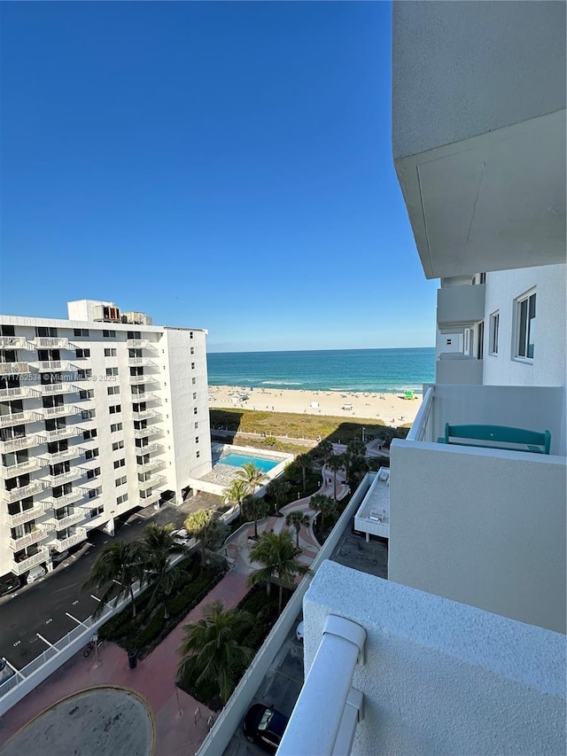 view of water feature featuring a view of the beach