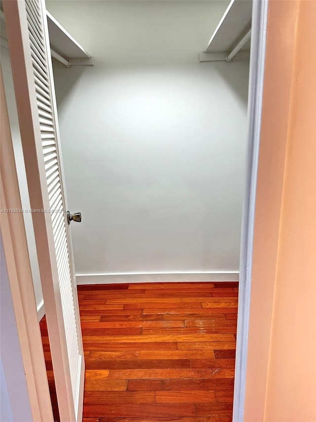 walk in closet featuring hardwood / wood-style flooring