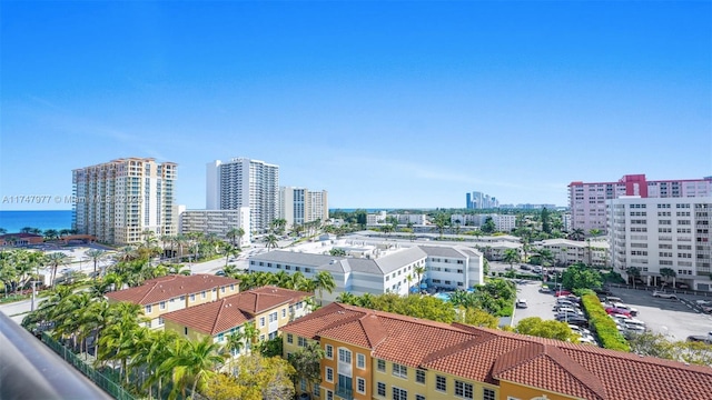 birds eye view of property featuring a city view