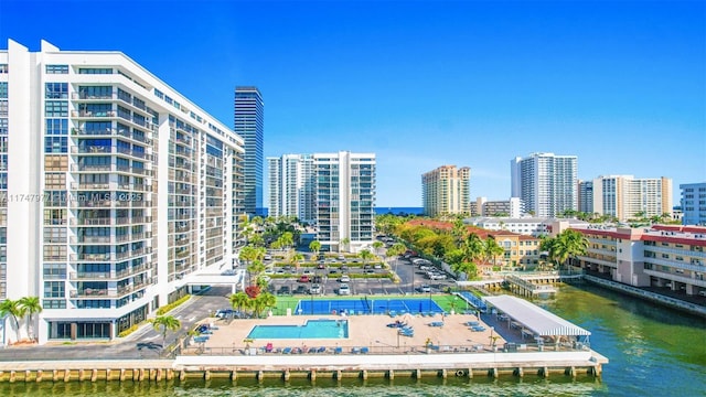 exterior space featuring a water view