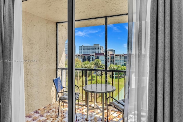 balcony with a view of city