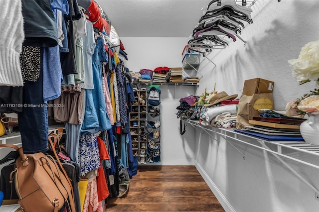 spacious closet with wood finished floors