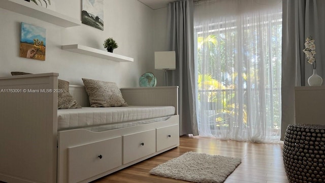 sitting room featuring plenty of natural light and wood finished floors