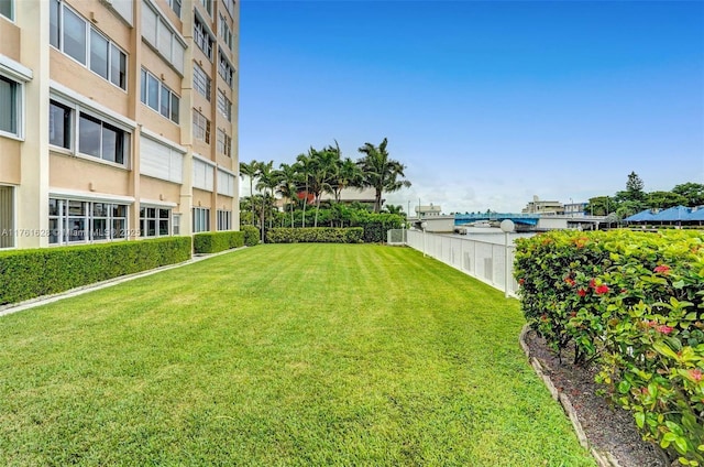 view of yard featuring fence