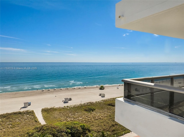 property view of water with a beach view