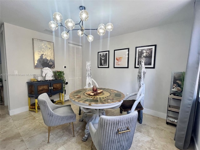 dining room featuring visible vents and baseboards