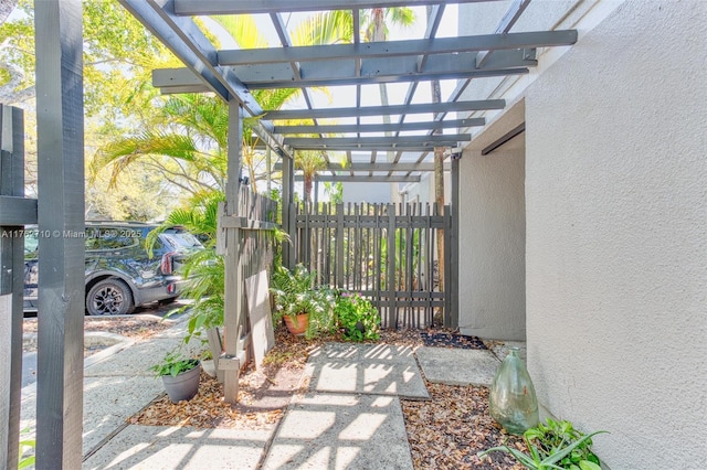 view of car parking with fence