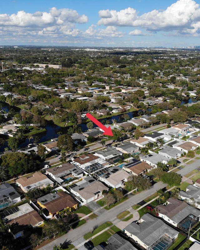 bird's eye view with a residential view