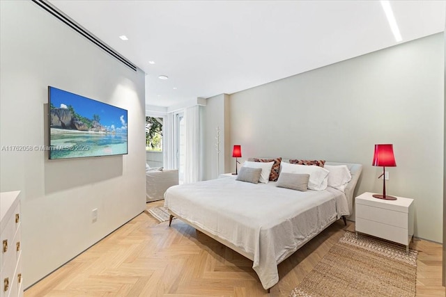 bedroom featuring recessed lighting