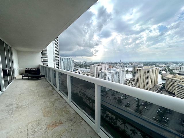 balcony with a view of city