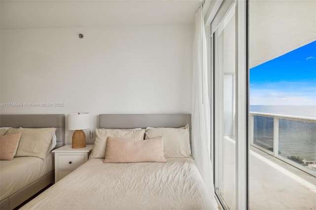 bedroom with a water view