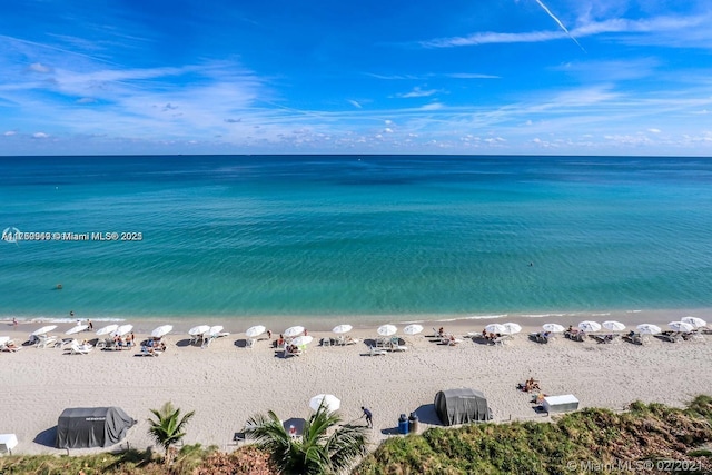 property view of water featuring a view of the beach