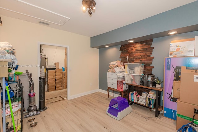 interior space with attic access and visible vents