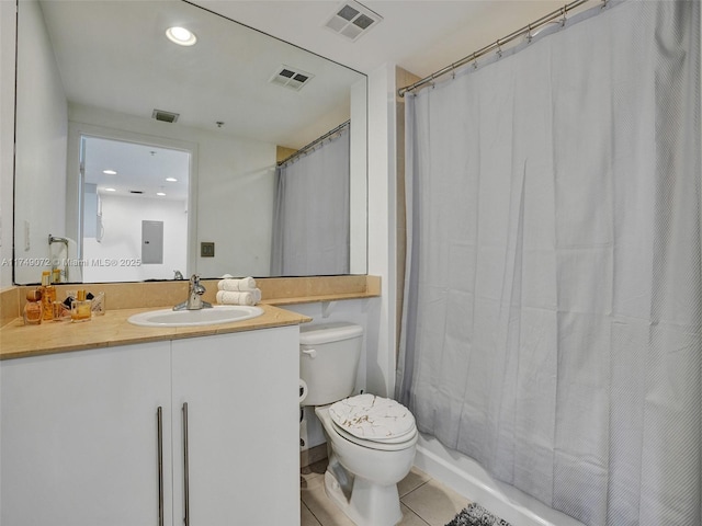 bathroom with tile patterned floors, toilet, and visible vents