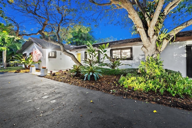 view of front of house featuring stucco siding and driveway