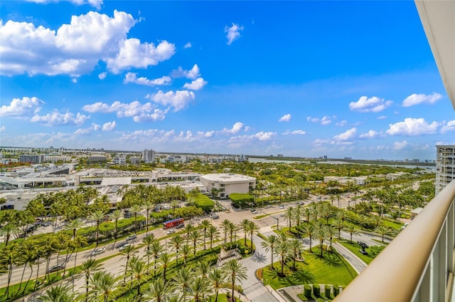 aerial view with a city view