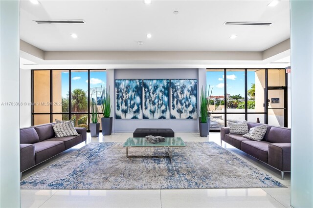 20379 W Country Club Dr Unit 1938, Aventura, FL 33180 - living room with tile patterned floors, recessed lighting, and visible vents