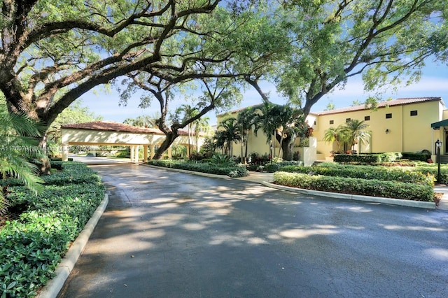 view of road with curbs