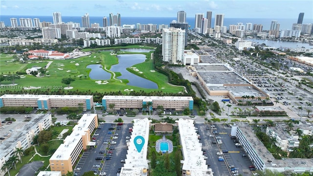 bird's eye view with a water view and a city view